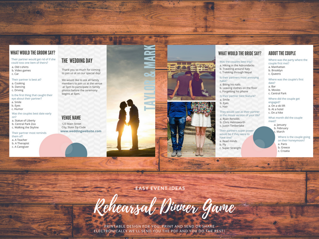 Wedding Rehearsal Dinner Trivia Game Easy Event Ideas